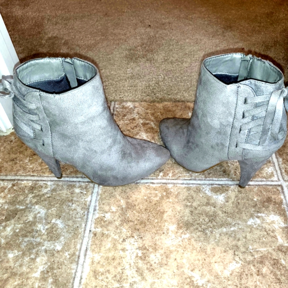 Gray Ankle Heel Booties